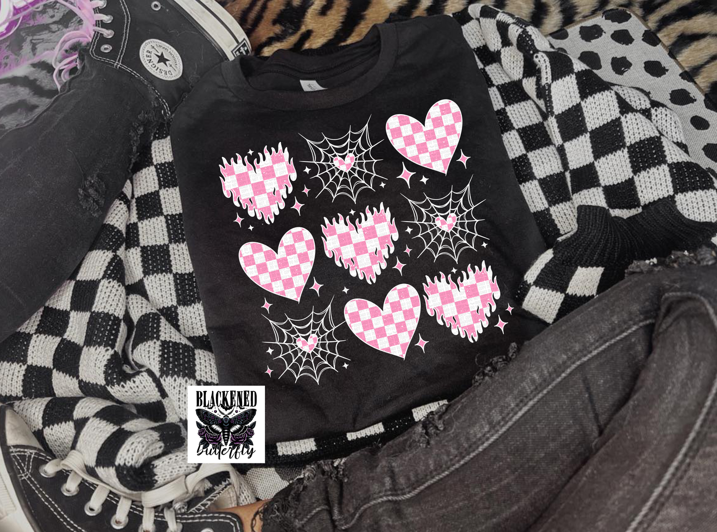 Pink Checkered Hearts Grid (Finished Product)